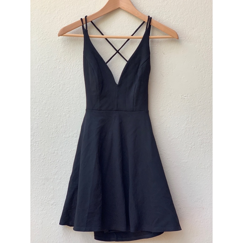 Lulus believe in love black backless skater dress